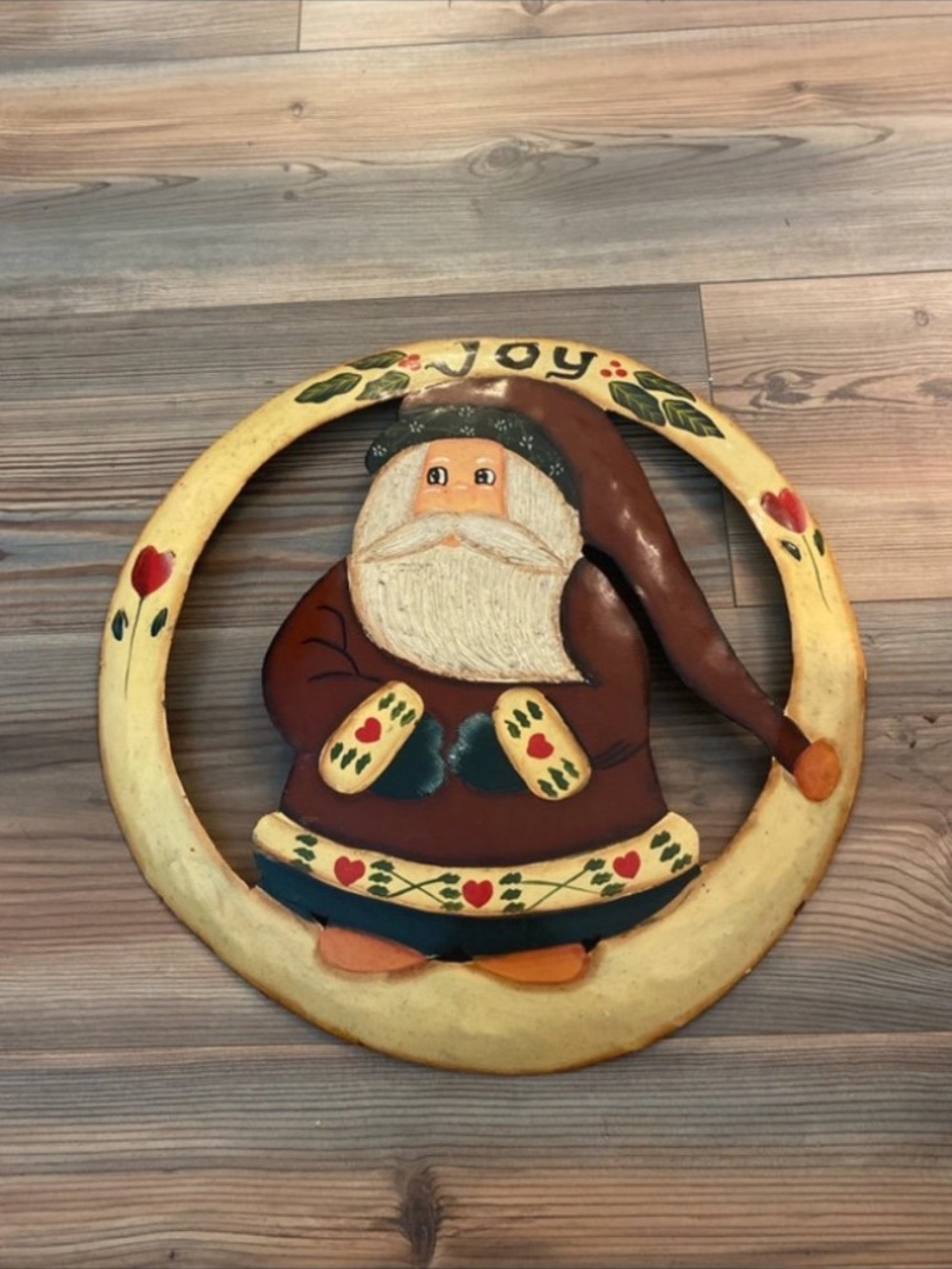 Vintage Rustic Metal Christmas Door / Wall Hanging - Made in Haiti
